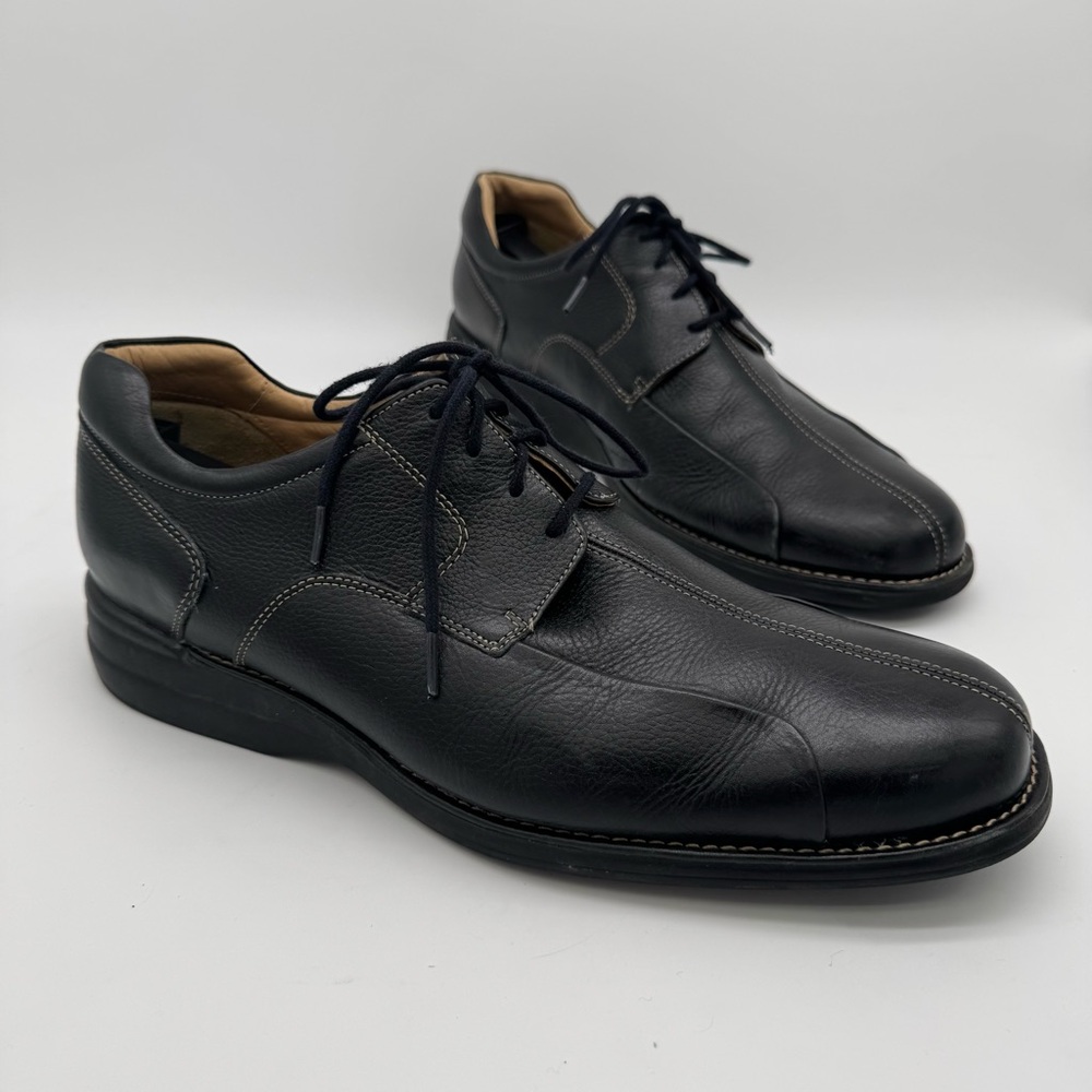 Johnston & Murphy Shuler Black Leather Bicycle Toe Derby Shoe Size 13 M